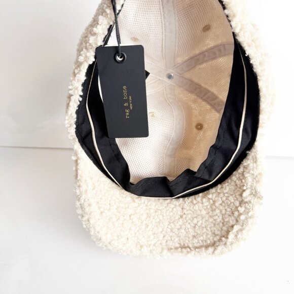 NWT Rag & Bone Addison Sherpa Baseball Cap Rag & Bone in Antique White - Picture 8 of 8